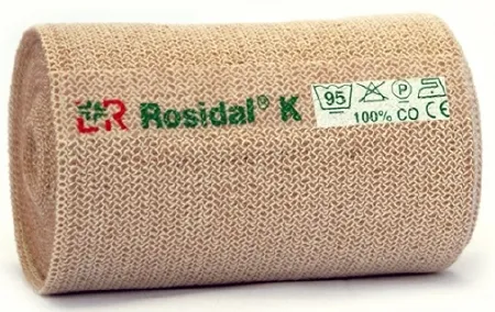 Lohmann & Rauscher - Rosidal K - 22203 - Compression Bandage Rosidal K 4-7/10 Inch X 5-1/2 Yard Clip Detached Closure Tan NonSterile High Compression