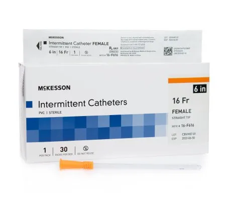McKesson - 16-F616 - Urethral Catheter Straight Tip Uncoated PVC 16 Fr. 6 Inch