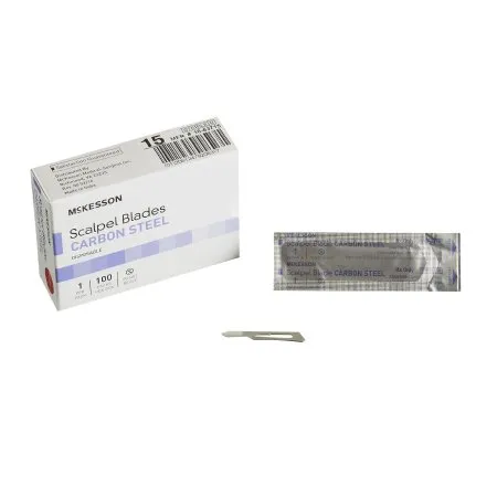McKesson - 16-63715 - Brand Surgical Blade Brand Carbon Steel No. 15 Sterile Disposable Individually Wrapped