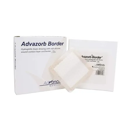 Mediusa - Advazorb Border - CR4193 - Foam Dressing Advazorb Border 6 X 6 Inch With Border Waterproof Backing Silicone Face and Border Square Sterile