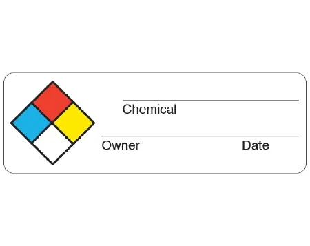 Shamrock Scientific - UPCR-7003 - Pre-printed / Write On Label Shamrock Warning Label Blue / Red / White / Yellow Paper Symbol / Name_date_ Color Block Biohazard 1 X 3 Inch