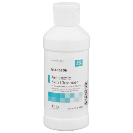 McKesson - From: 16-CHG4 To: 16-CHG8 - Antiseptic Skin Cleanser 8 oz. Flip Top Bottle 4% Strength CHG (Chlorhexidine Gluconate) / Isopropyl Alcohol NonSterile
