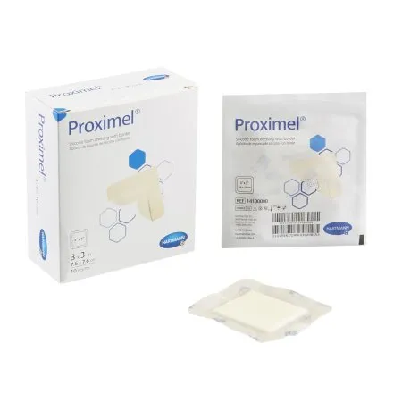 Hartmann - Proximel - 14100000 -  Foam Dressing  3 X 3 Inch With Border Waterproof Film Backing Silicone Adhesive Square Sterile