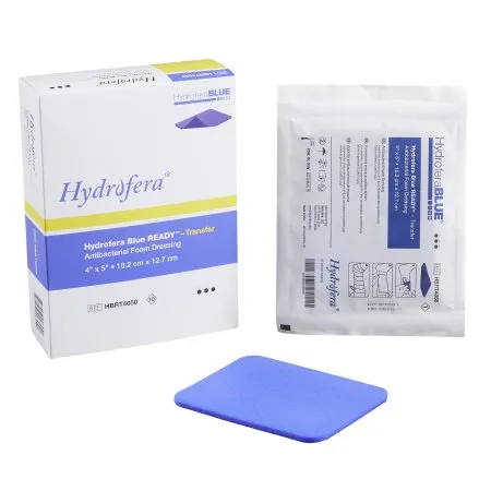 Hydrofera - HBRT4050 - BLUE READY Transfer Antibacterial Foam Dressing BLUE READY Transfer 4 X 5 Inch Without Border Without Film Backing Nonadhesive Rectangle Sterile