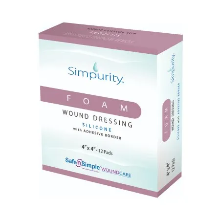 Safe N Simple - SNS77744 - Simpurity Foam Wound Dressing Bordered Silicone, 4" X 4".