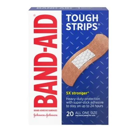 J&J - Band-Aid Tough Strips - 00381371171316 - Adhesive Strip Band-Aid Tough Strips 1 X 3-1/4 Inch Fabric Rectangle Tan Sterile