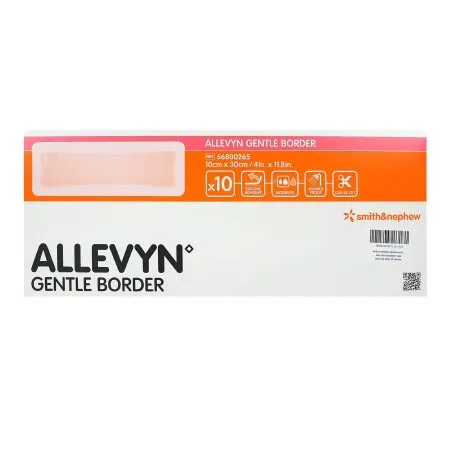 Smith & Nephew - Allevyn Gentle Border - 66800265 -  Foam Dressing  4 X 12 Inch With Border Film Backing Silicone Gel Adhesive Rectangle Sterile