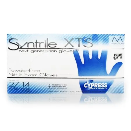 McKesson - 27-14 - Syntrile XTS Exam Glove Syntrile XTS Medium NonSterile Nitrile Standard Cuff Length Textured Fingertips Blue Chemo Tested