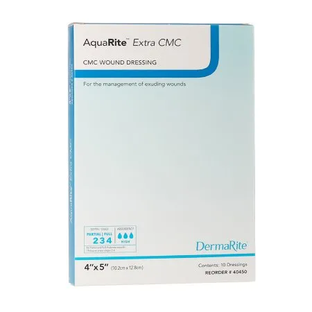 DermaRite  - AquaRite Extra CMC - 40450 - Industries  Cellulose Dressing  4 X 5 Inch Rectangle