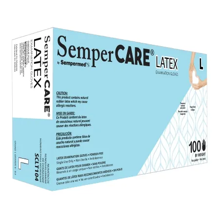 Sempermed USA - SemperCare Latex - SCLT104 - Exam Glove Sempercare Latex Large Nonsterile Latex Standard Cuff Length Micro-textured Ivory Not Rated