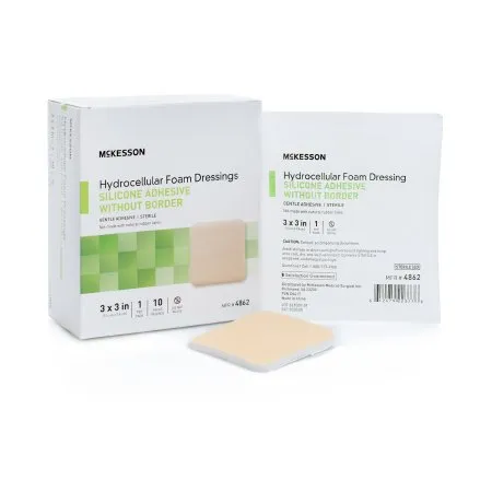 McKesson - 4862 - Foam Dressing 3 X 3 Inch Without Border Film Backing Silicone Gel Adhesive Square Sterile