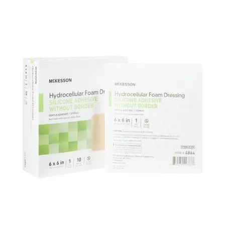 McKesson - 4864 - Foam Dressing 6 X 6 Inch Without Border Film Backing Silicone Gel Adhesive Square Sterile