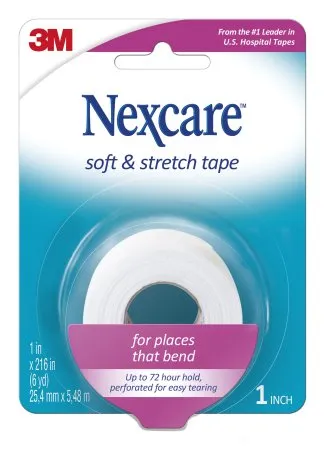 3M - Nexcare Soft and Stretch - 751 - Perforated Medical Tape Nexcare Soft and Stretch White 1 Inch X 6 Yard Fabric NonSterile