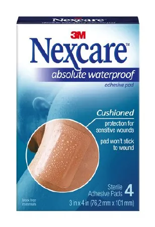 3M - Nexcare Absolute Waterproof - AWP34 - Adhesive Strip Nexcare Absolute Waterproof 3 X 4 Inch Foam Rectangle Tan Sterile