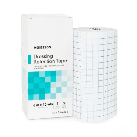 McKesson - 16-4806 - Water Resistant Dressing Retention Tape with Liner White 6 Inch X 10 Yard Nonwoven / Printed Release Paper NonSterile
