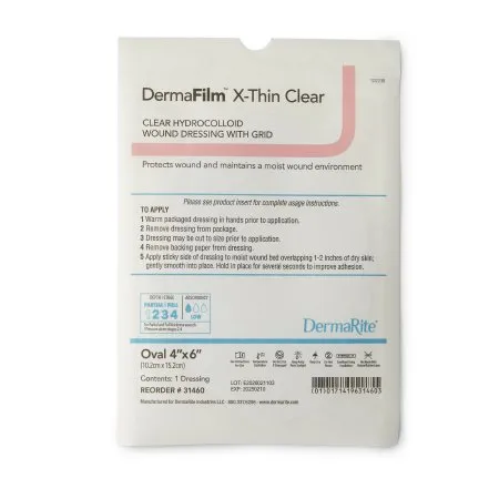 DermaRite Industries - DermaFilm - 31460 - Thin Hydrocolloid Dressing DermaFilm 4 X 6 Inch Oval