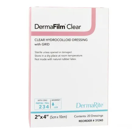 DermaRite  - DermaFilm - 31240 - Industries  Thin Hydrocolloid Dressing  2 X 4 Inch Rectangle