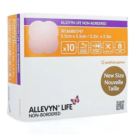 Smith & Nephew - Allevyn Life - 66801747 -  Foam Dressing  2 1/8 X 2 1/8 Inch Without Border Film Backing Nonadhesive Square Sterile