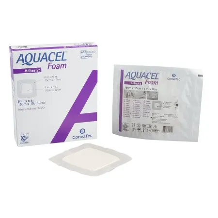 Convatec - Aquacel - 422350 -  Foam Dressing  6 X 6 Inch With Border Waterproof Film Backing Silicone Adhesive Square Sterile