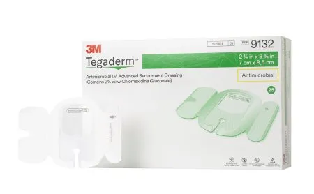 3M - 3M Tegaderm - 9132 - Antimicrobial I.V.Dressing 3M Tegaderm CHG (Chlorhexidine Gluconate) / Film 2-3/4 X 3-3/8 Inch Sterile