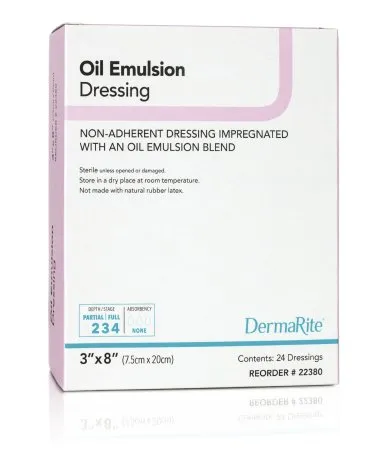 DermaRite Industries - DermaRite - 22380 - Oil Emulsion Impregnated Dressing DermaRite Rectangle 3 X 8 Inch Sterile