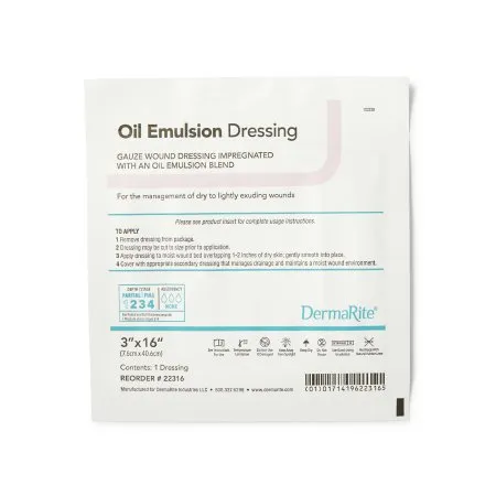 DermaRite Industries - DermaRite - 22316 - Oil Emulsion Impregnated Dressing DermaRite Rectangle 3 X 16 Inch Sterile