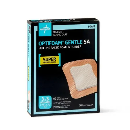 Medline - MSC2133EP - Industries Optifoam Gentle Silicone Faced Foam Dressing with Border, 3" x 3".