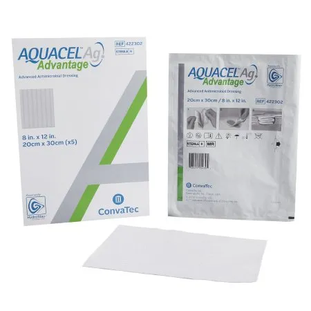 Convatec - 422302 - Aquacel AG Advantage Silver Hydrofiber Dressing Aquacel Ag Advantage 8 X 12 Inch Rectangle Sterile