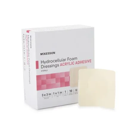 McKesson - 16-4670 - Foam Dressing 3 X 3 Inch With Border Film Backing Acrylic Adhesive Square Sterile