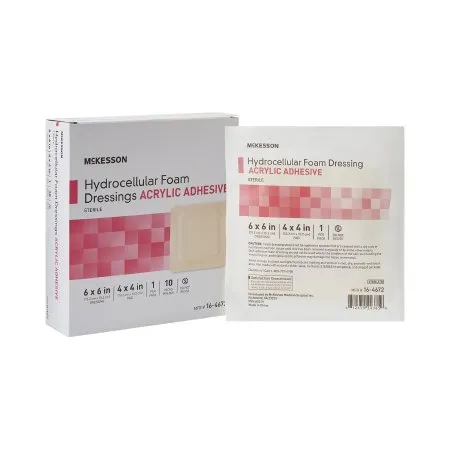 McKesson - 16-4672 - Foam Dressing 6 X 6 Inch With Border Film Backing Acrylic Adhesive Square Sterile