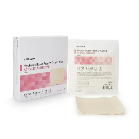 McKesson - 16-4673 - Foam Dressing 7 X 7 Inch With Border Film Backing Acrylic Adhesive Square Sterile