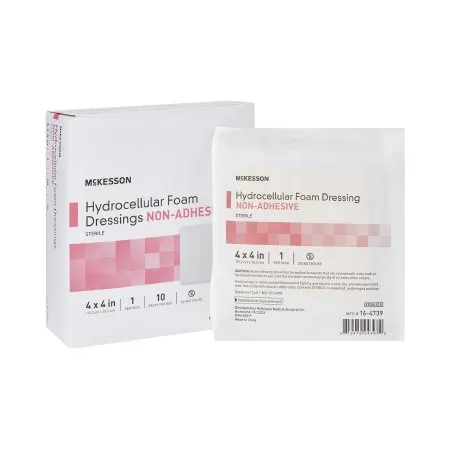 McKesson - 16-4739 - Foam Dressing 4 X 4 Inch Without Border Film Backing Nonadhesive Square Sterile