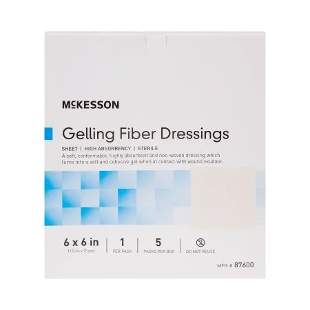 McKesson - 87600 - Absorbent Gelling Fiber Dressing 6 X 6 Inch Square