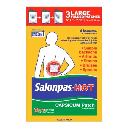 Emerson Healthcare - Salonpas Hot - 46581070003 - Topical Pain Relief Salonpas Hot Capsaicin Patch 3 per Box