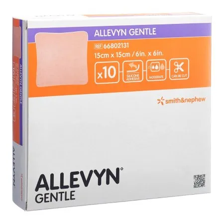 Smith & Nephew - Allevyn Gentle - 66802131 - Foam Dressing Allevyn Gentle 6 X 6 Inch Without Border Film Backing Silicone Adhesive Square Sterile