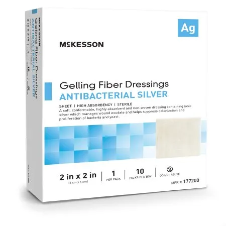 McKesson - 177200 - Silver Gelling Fiber Dressing 2 X 2 Inch Square Sterile