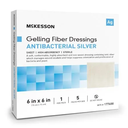 McKesson - 177600 - Silver Gelling Fiber Dressing 6 X 6 Inch Square Sterile