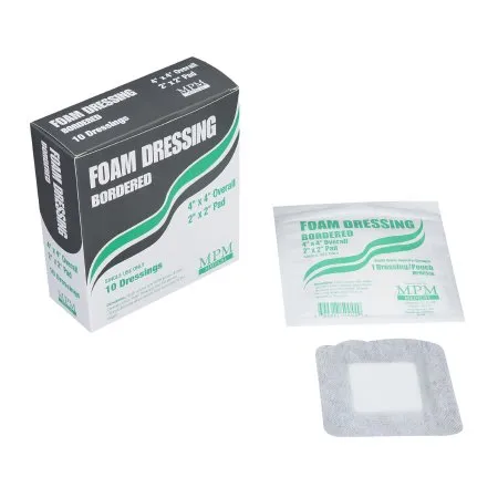 MPM Medical - MPM - MP00500 -  Foam Dressing  4 X 4 Inch With Border Film Backing Adhesive Square Sterile