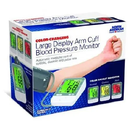 Jobar International - JB7662 - Color-Coded Arm Cuff Blood Pressure Monitor with Backlit Hypertension Indicator