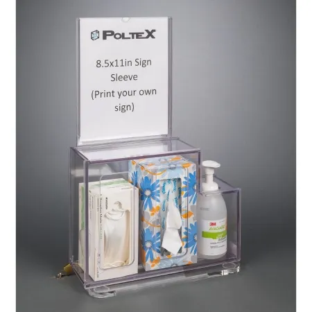 Poltex - RESPG-CT-SLV - Locking Respiratory Hygiene Station Poltex Counter Top Clear 10 X 4-1/2 X 10 X 4 X 6 Inch Petg