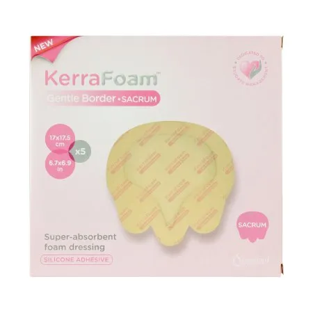 3M - KerraFoam Gentle Border - CWL1023 -  Foam Dressing  6 7/10 X 6 9/10 Inch With Border Film Backing Silicone Adhesive Sacral Sterile