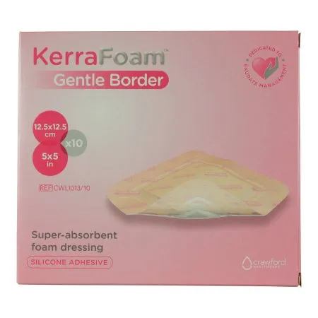 3M - KerraFoam Gentle Border - CWL1013 -  Foam Dressing  5 X 5 Inch With Border Film Backing Silicone Adhesive Square Sterile