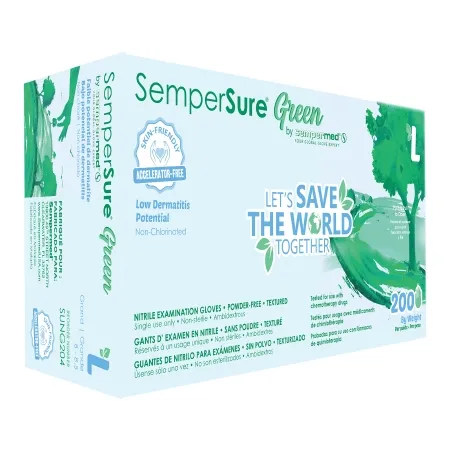 Sempermed USA - SemperSure - SUNG204 - Exam Glove Sempersure Large Nonsterile Nitrile Standard Cuff Length Textured Fingertips Green Chemo Tested