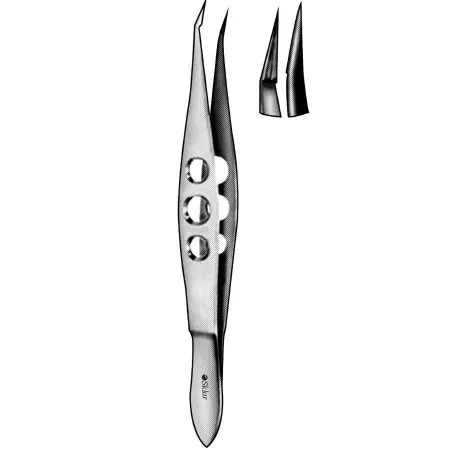 Sklar - 66-6122 - Punctal Plug Forceps Gold Or Grade Stainless Steel Nonsterile Nonlocking Fenestrated Thumb Handle Angled