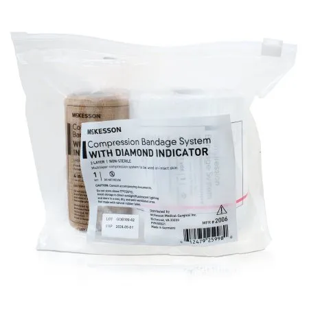 McKesson - From: 2006 To: 2069 - 2 Layer Compression Bandage System 4 Inch X 7 1/10 Yard / 4 Inch X 6 9/10 Yard Self Adherent Closure Tan / White NonSterile