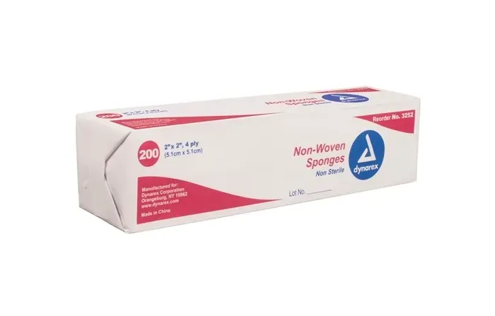 Dynarex - From: 12006A To: 12006G - Non Woven Gauze Sponge 2 x2  4 Ply Bx/200 Non Sterile