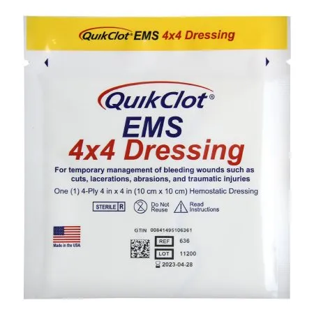 Teleflex - QuickClot EMS - 636 - Hemostatic Dressing QuickClot EMS 4 X 4 Inch 1 per Pack Sterile