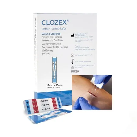 Clozex Medical - CL1015S - Skin Closure Device Clozex 5/8 X 1-3/8 Inch Polyurethane, Polyester, Medical Grade Acrylic Interlaced Closure Strip Clear