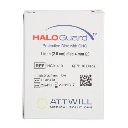 Attwill Medical Solutions Sterilflow - HG01410 - HaloGUARD I.V. Dressing with CHG HaloGUARD Foam 1 Inch Disk with 4 mm Hole Sterile