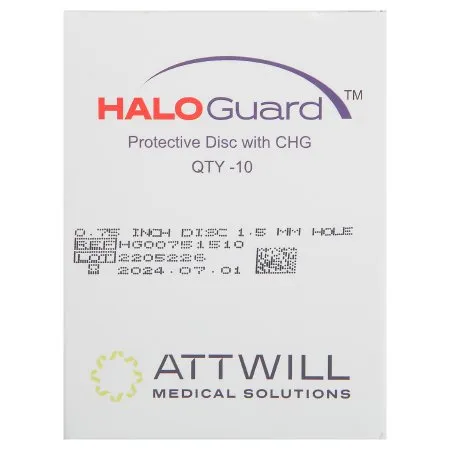Attwill Medical Solutions Sterilflow - HG0075150 - HaloGUARD I.V. Dressing with CHG HaloGUARD Foam 3/4 Inch Disk with 1.5 mm Hole Sterile